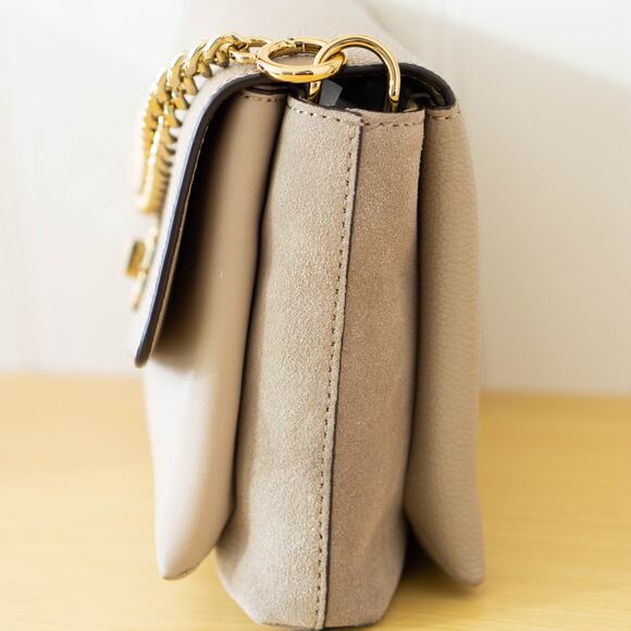 Tory Burch Kira Leather & Suede Shoulder Bag Gray - Picture 8 of 8